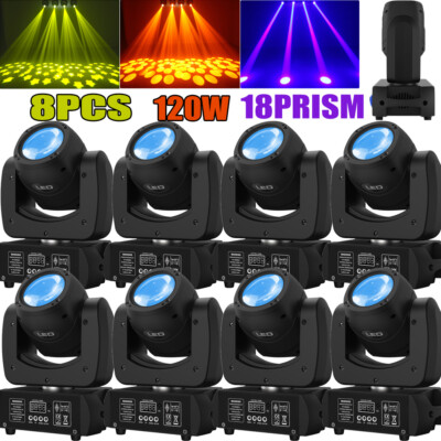 8PCS 120W LED GOBO Moving Head Light RGBW Beam Stage Spot Lighting DJ Disco DMX