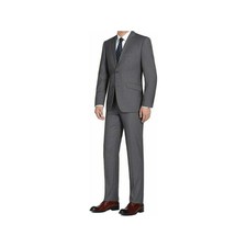 Men RENOIR suit Solid Two Button Business or Formal Slim Fit 202-1 Charcoal gray