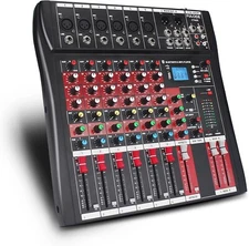 Professional Digital 6Channel Bluetooth Live Studio Audio Mixer  Effects USB