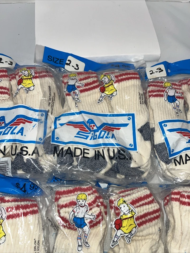 Pack de 6 calcetines vintage Sigola Orlon para niños talla 2-3 - Hechos en EE. UU. - Lote de 8 Foto 3 de 4