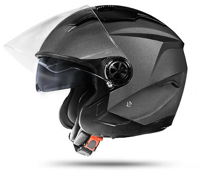 LA Street Jet Helm Grau M mit Doppelvisier DVS ECE Motorradhelm Anthrazit Silber