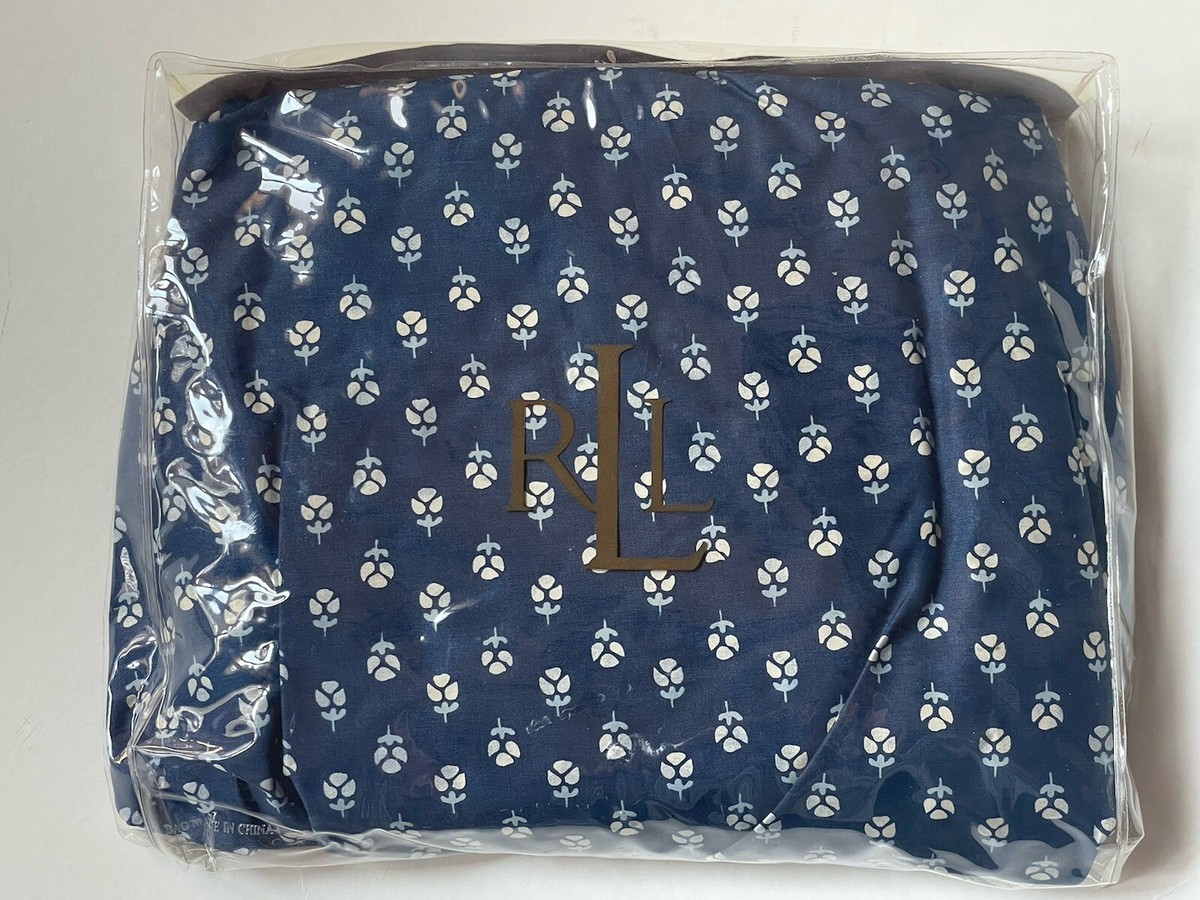 RARE! RALPH Lauren COTE D'AZUR ~TWIN BED SKIRT Blue Floral FLOWERS