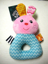 Baby Rattle Ring, Bunny Design By Linzy, Multicolor, 6", Plush, Brand New