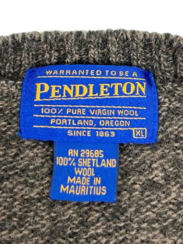 Pendleton Mens XL Sweater 100% Pure Shetland Wool Crewneck Green Pullover EUC - Picture 7 of 8