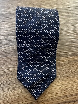 NORDSTROM BETTINI 100% Silk Neck Tie MADE IN ITALY Navy Blue Preppy 3.75 x 58 