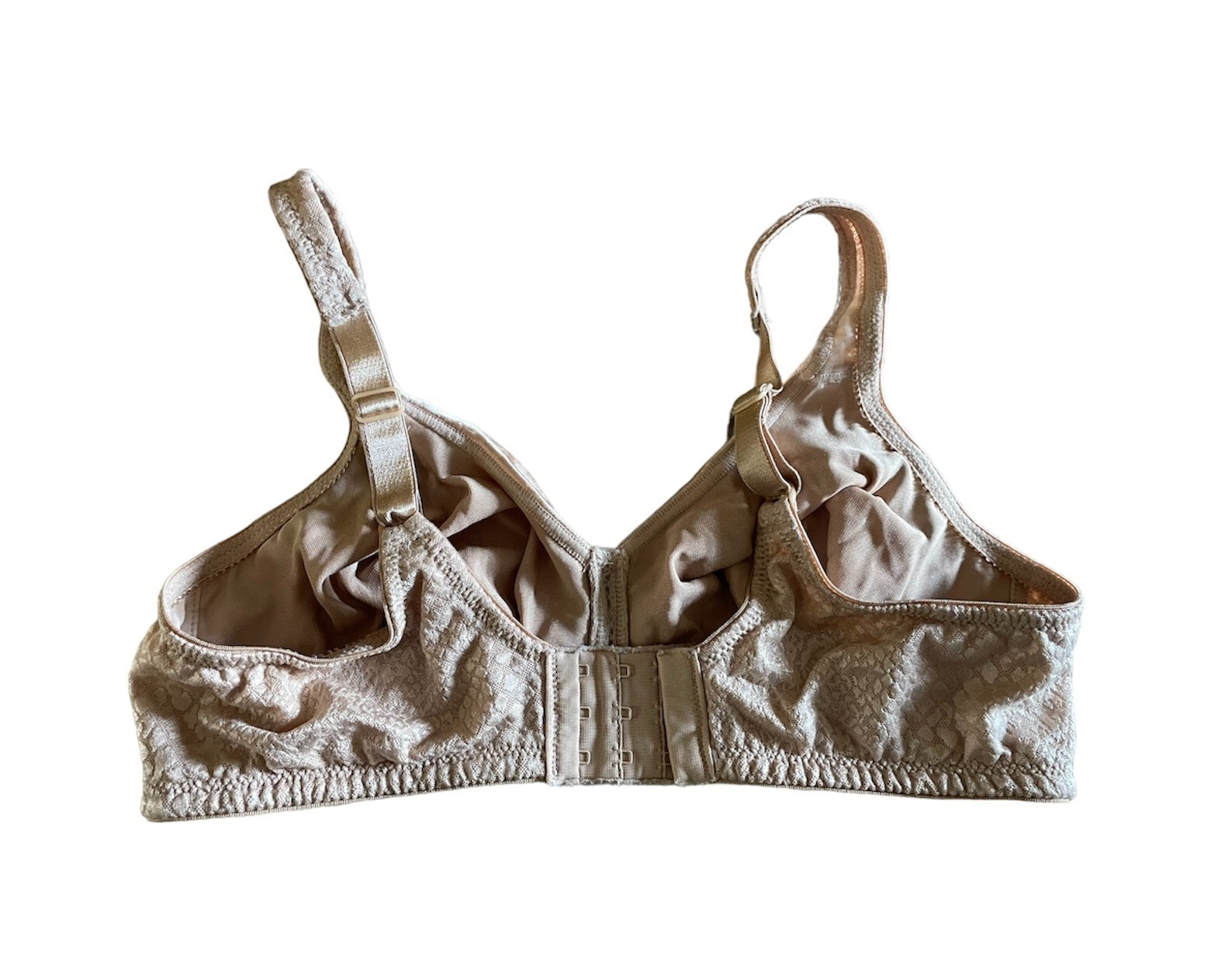 338X02 Bali 3335 Double Support Spa Back Closure Wirefree Bra 34C Beige