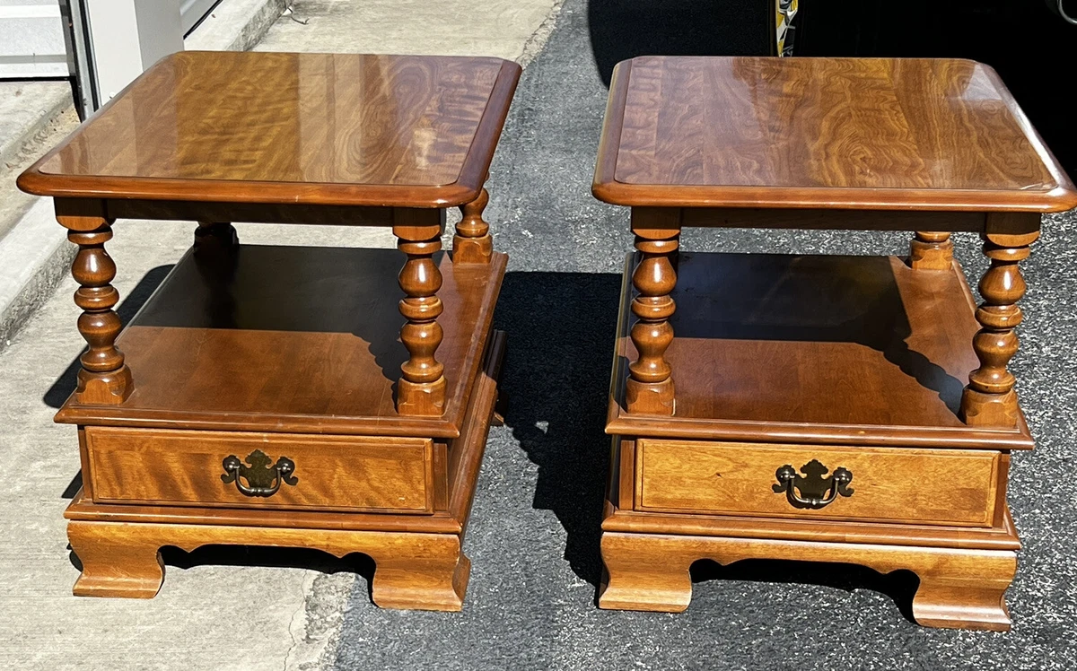 Pair Set Ethan Allen Heirloom Collection Maple End Tables 10 8654P Nutmeg Finish