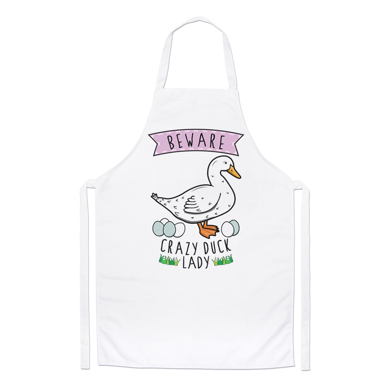 Beware Crazy Duck Lady Chefs Apron - Funny Animal Pet