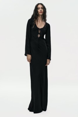 NWT ZARA LONG OPEN BACK DRESS XL $90 0881 | eBay