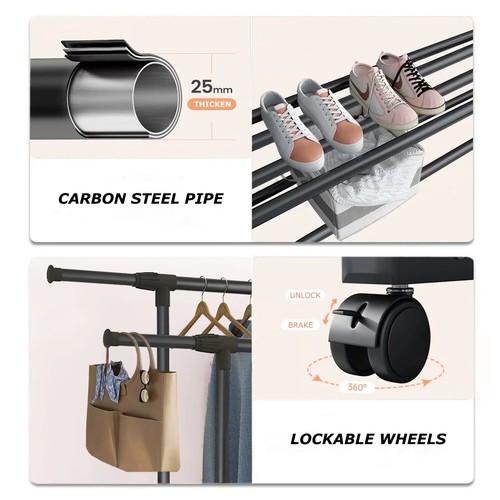 Heavy Duty Garment Rack Commercial Rolling Collapsible Clothing Shelf W/ Wheels - Picture 52 of 61