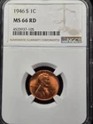 1946 S LINCOLN  WHEAT CENT PENNY NGC UNC MS66RD BLAZER!!!!