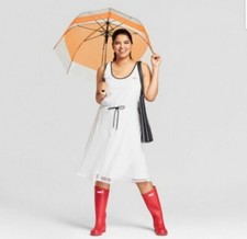 Hunter Target Women Dress White Mesh A-Line Racerback Sleeveless Tank Zip Sz S