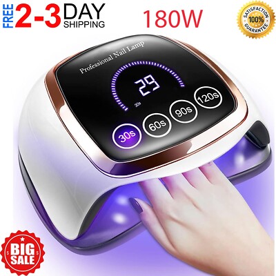 Secador de Uñas Profesional Lampara LED UV De 180W Para Gel Secado Con LCD  Plan