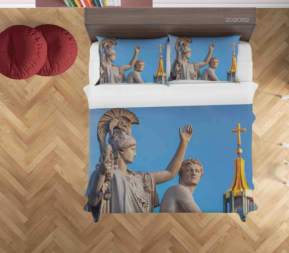 3D Statue Kunst Modern Blau Quilt Cover Set Bettwäsche Sets Kissenbezüge - Bild 2 von 4