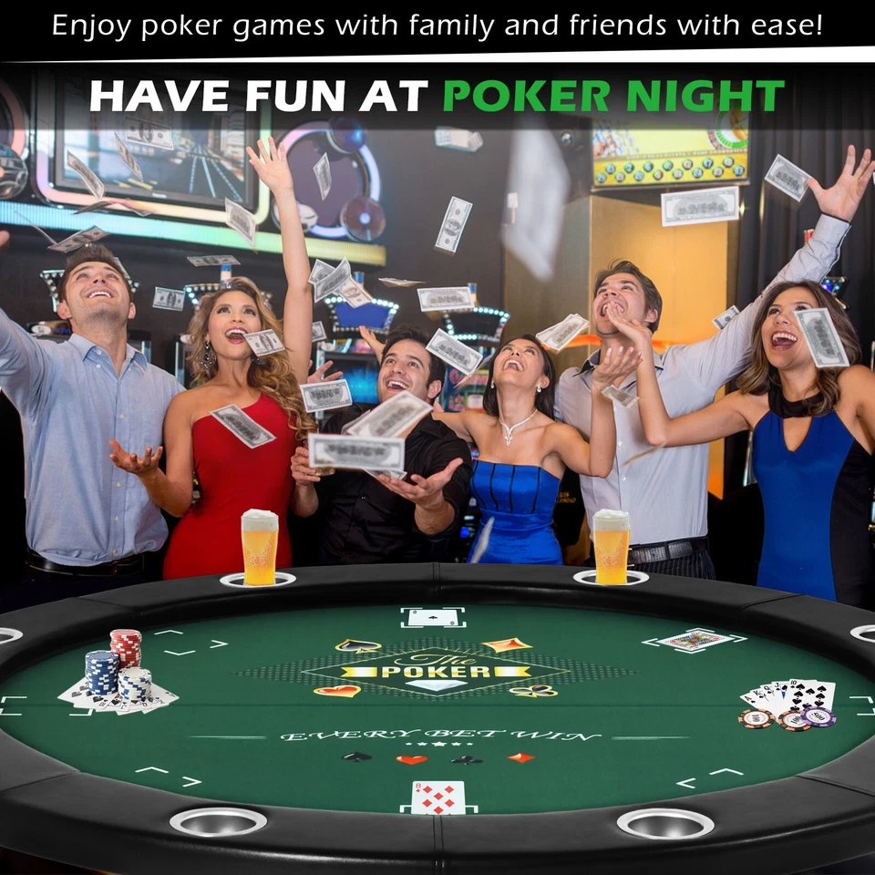 Круглый покерный стол на 8 игроков Техасский холдем игры складные подстаканники казино металл - Изображение 4 из 4