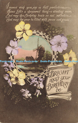 R586085 Bright May Your Birthday Be I cannot wish you joy in full perfection Ser