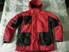 Dickies Hooded Quilted Work Jacket Parka Mens Size XL Red Black Removable Fur 