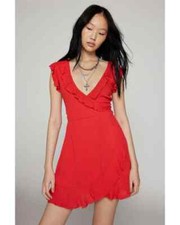 Kimchi Blue Women’s Ruby Wrap Mini Dress RED Size XXS