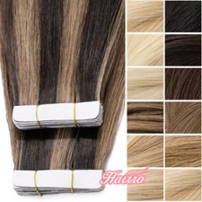 HAIRRO Tape In Remy 100 Human Hair Extensions Double Drawn Skin Weft Thick 25Gr
