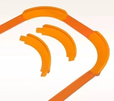 4PK Die Cast Hot Wheels Compatible 90 Degree High Bank Turn Curve Corner ORANGE