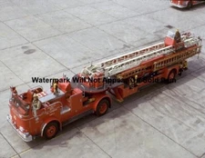 Crown Los Angeles Tiller Aerial Ladder Fire Truck VTG Photograph Print 8.5x11"