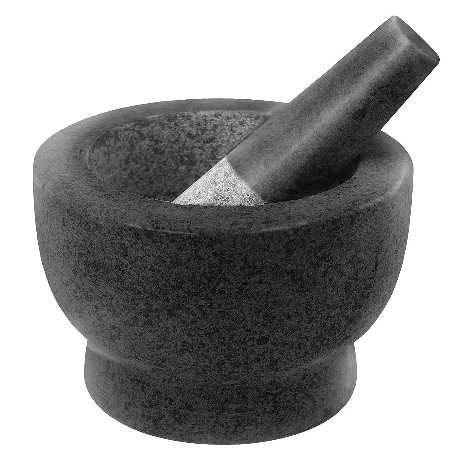Mortar and Pestle Set - Black Polished Exterior - 6 Inch - 2 Cup Capacity