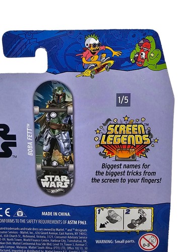 Hot Wheels Skate STAR WARS Boba Fett Fingerboard & Shoes Screen Legends 1/5 NEW - Picture 4 of 5