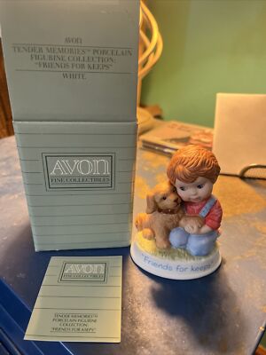 AVON Tender Memories Porcelain Figurine Collection: FRIENDS FOR KEEPS 1991 NIB!