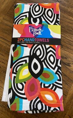 Vivid Bright and White Hand Towels Cotton Terry Durable 18x28 NWT French Bull