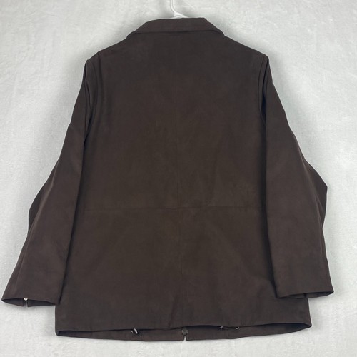 London Fog Jacket Womens Medium Petite Brown All Weather Suede Pockets Full Zip - Picture 3 of 16