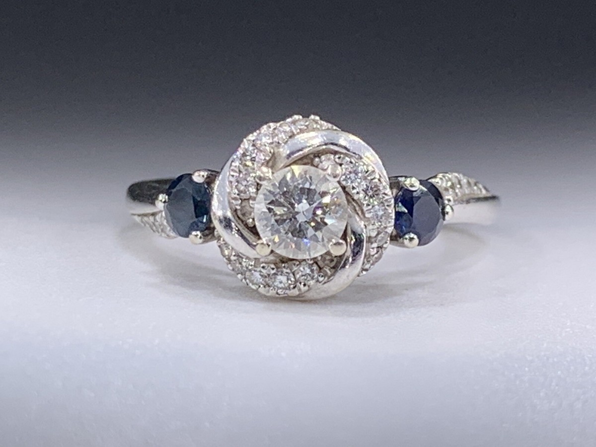 Y g♡ $2799 Vera Wang Love 14k White Gold Diamond Sapphire Swirl