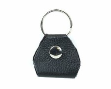 Soft Lamb Skin Leather Pick Holder Key Ring Snap Covered Black