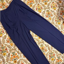 Jil Sander Navy Blue 100 Virgin Wool Pleated Wide Leg Trousers Pants Italy 40