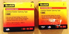 Scotch 130C Lot Of 2 Linerless Rubber Splicing Tape 1-1/2 x 30 Feet Black NOS