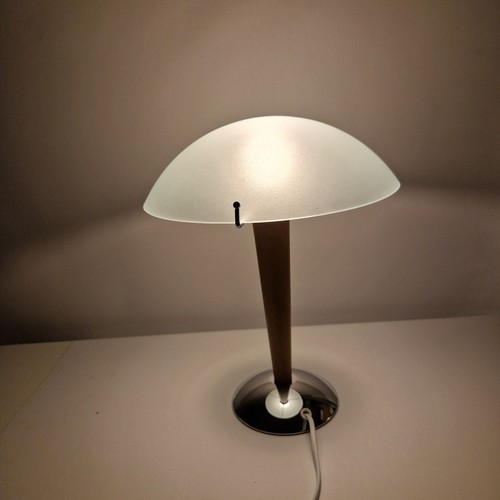 Lampada vintage Ikea KVINTOL legno faggio vetro cromato art deco fungo lampada da tavolo - Foto 9 di 14