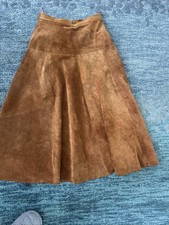 Vintage 80 s Genuine Leather suede western style midi skirt 6-8 Boho La Nouvelle