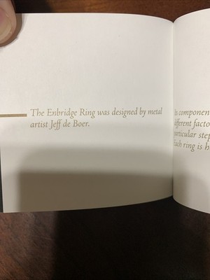 Enbridge Oil Company Collectible Employee Ring With  The Story  Book.
