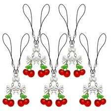 10pcs Cell Phone Chain Strap - Colorful Phone Charm with Cherry Pendant Lanyard
