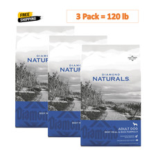 3 Pack,Diamond Naturals Adult Dry Dog Food - Beef Meal & Rice Formula, 40 lb Bag 0.70 per pound