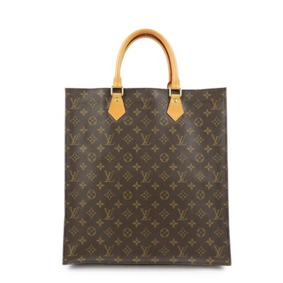 Louis Vuitton Monogram Sac Plat Tote Bag Hand Bag Brown M51140 Auth Used F/S