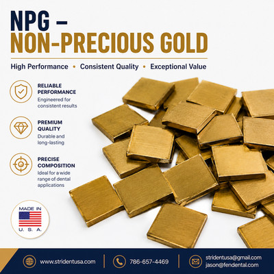 Dental Lab Non Precious Gold Alloy 1 OZ of INGOT (made in USA) NPG