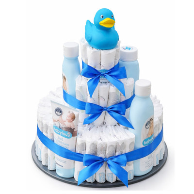   Windeltorte Babylove Größe 2 | Pflege-Set Geschenk zur Geburt mit Badeente