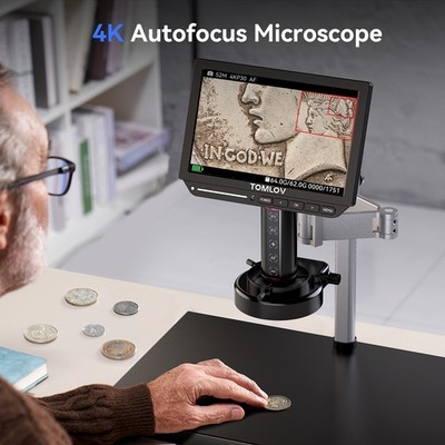 TOMLOV 4K Autofocus Digital Microscope TM4K-AF Max 10.1'' HDMI with Spin Flex Arm