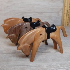 Vintage 1974 Playmobil Geobra Horses Lot Of 3 Brown