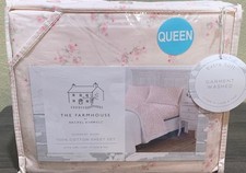 THE FARMHOUSE by Rachel Ashwell Queen Sheet Set Pale Pink with Roses & Hearts