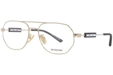 Balenciaga BB0117O 003 Eyeglasses Frame Gold/Black Full Rim Square Shape 57mm