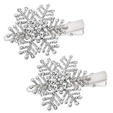 Snowflake Hair Clips Xmas Holiday Sparkly Rhinestone Snowflake Hairpin () Silver