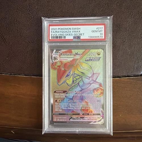 2021 Pokemon SWSH Evolving Skies Secret #217 FA Rayquaza VMAX PSA 10