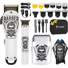 Men's Hair Clippers Electric Razor Kit Professional Grooming Set for Face and...