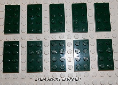 Lego Basic 10 Platten 2x4 #3020 dunkelgrün NEUWARE